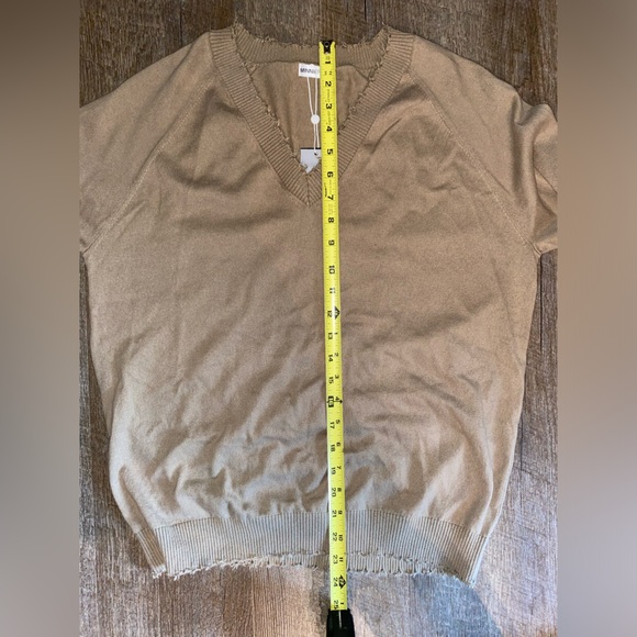 Minnie Rose 7GG Cashmere Frayed Edge Cropped Vneck sweater (read description) - Picture 14 of 15